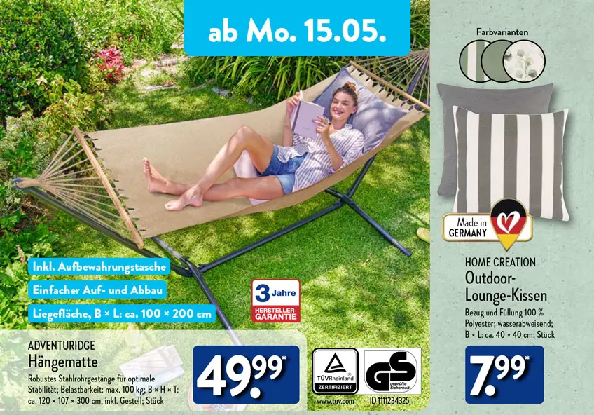 Hängematte inkl. Gestell im ALDI Nord ab 15. Mai 2023