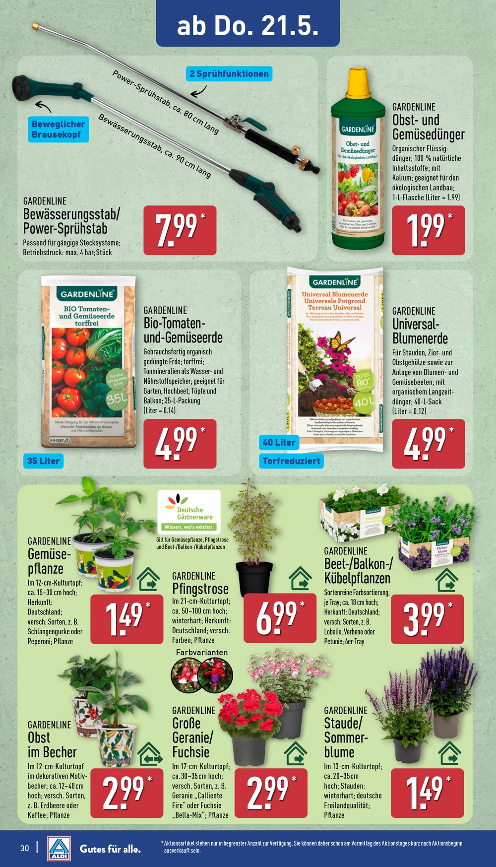 ALDI Nord Pflanzen, Erde & Dünger ab 21. Mai 2026