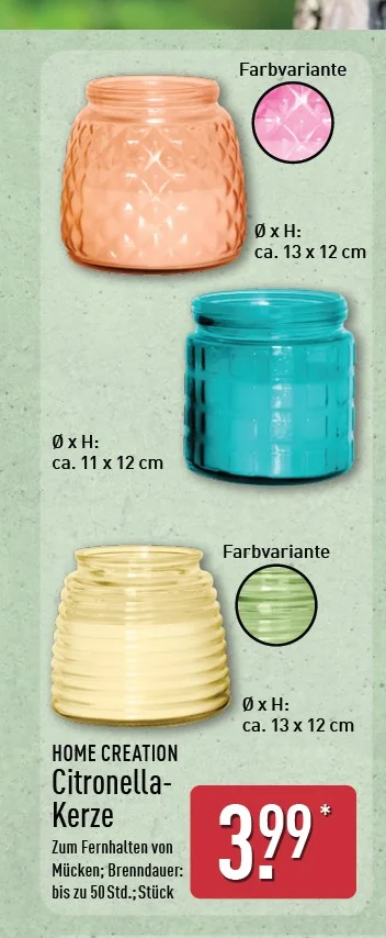 ALDI Citronella-Kerzen & Gartenkerzen ab Mo. 06. Juli 2026
