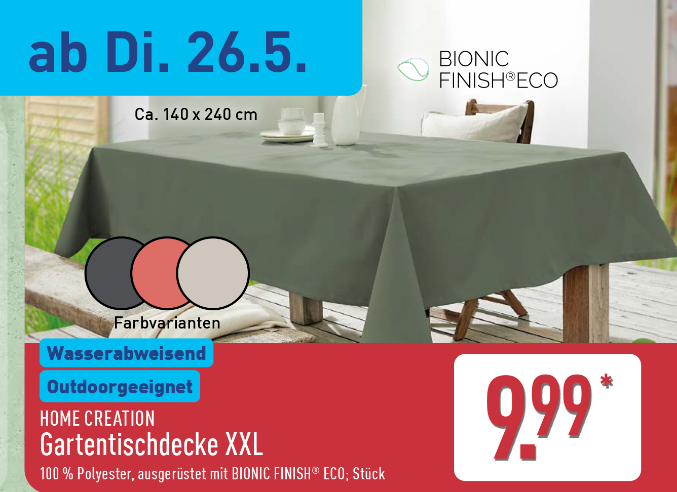 ALDI Nord Gartentischdecke XXL ab 26. Mai 2026 von HOME CREATION