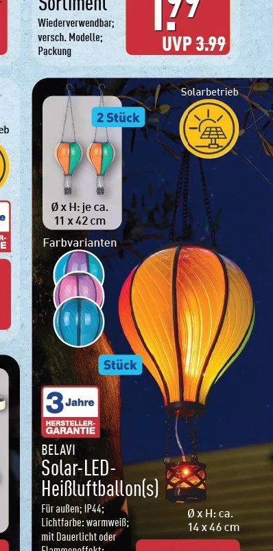 Solar-LED-Heißluftballon(s) Angebot ab Do. 16. Juli 2026