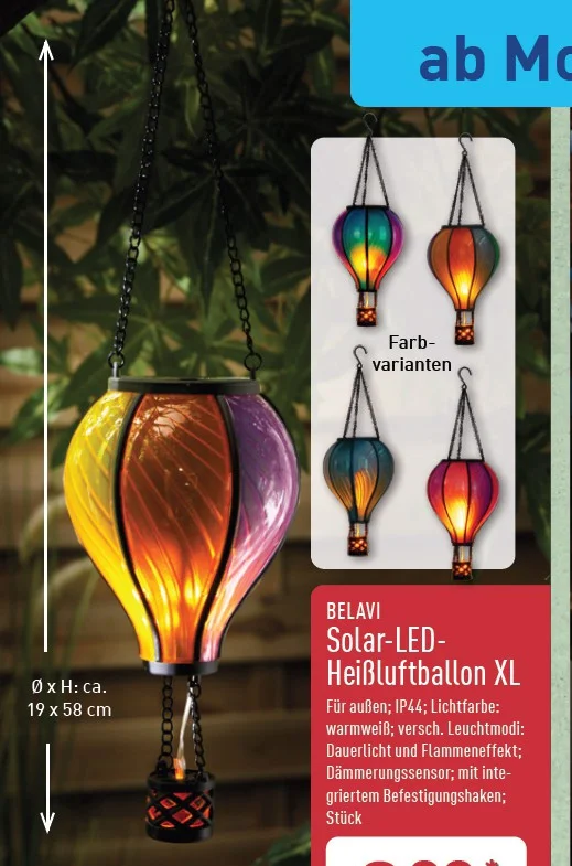 Solar-LED-Heißluftballon XL Angebot ab Mo. 06. Juli 2026
