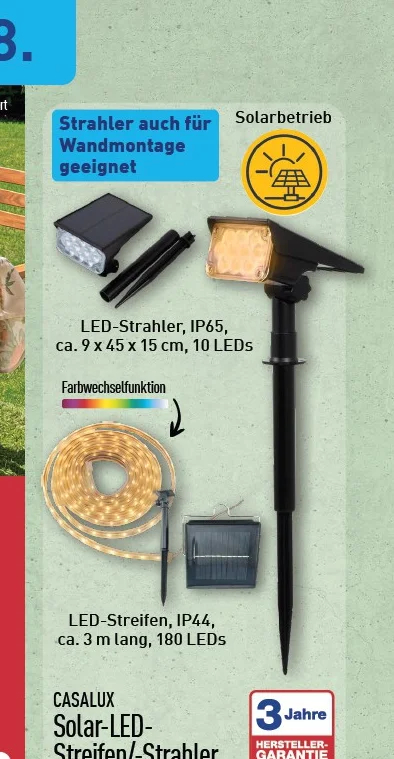 Solar-LED-Streifen / -Strahler Angebot ab Mo. 24. August 2026