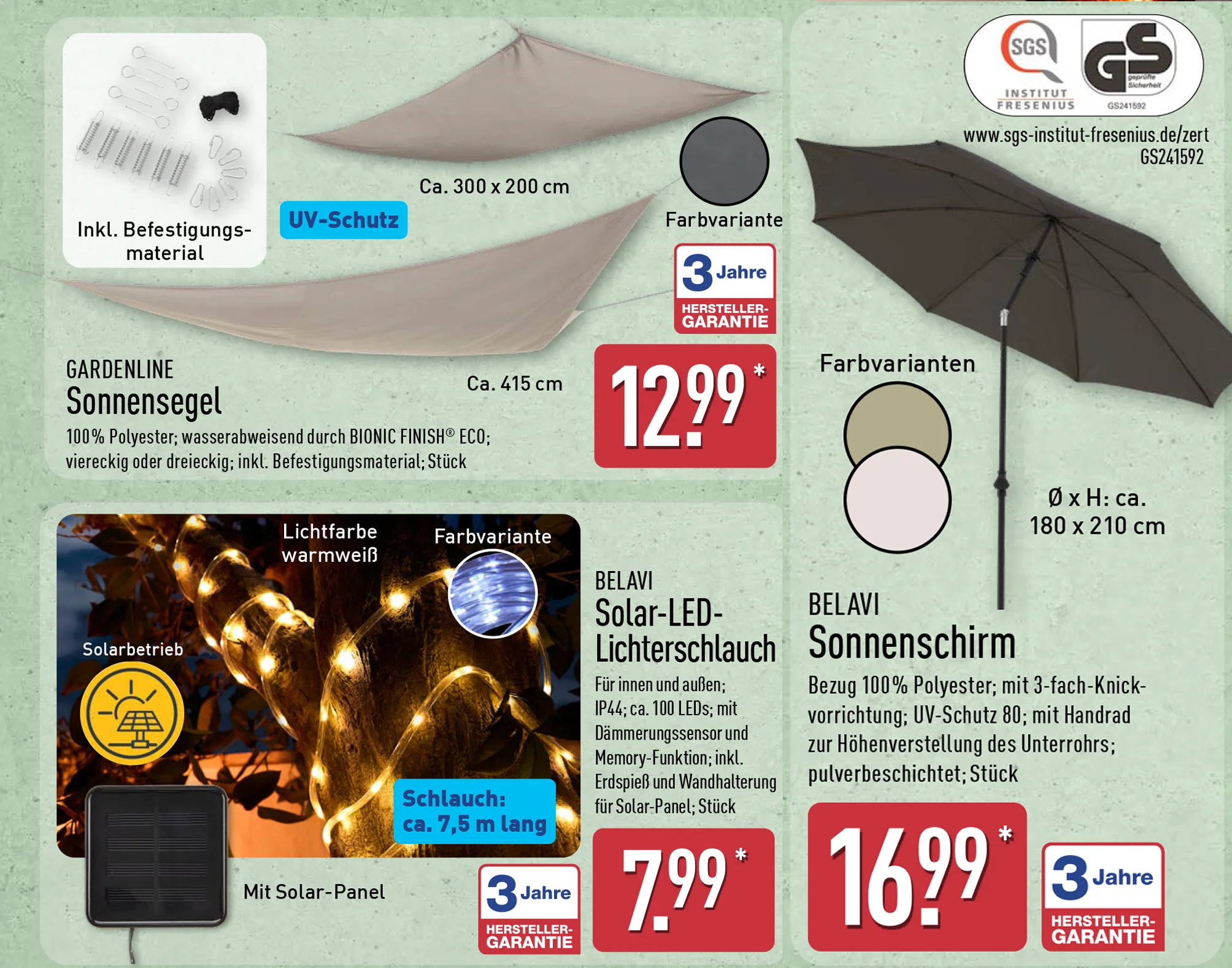 ALDI Nord Sonnenschirm & Sonnensegel ab 26. Mai 2026 von BELAVI