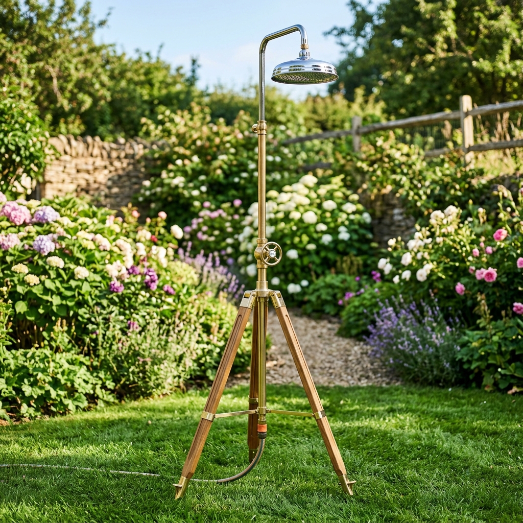Fogmiea Gartendusche mit schwenkbarem Duschkopf – Ideal für die schnelle Abkühlung