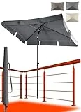 4smile Sonnenschirm + Sonnenschirm Schutzhülle – SET, Anthrazit – UV50+ Sonnenschirm rechteckig 200x125cm als Sonnenschutz Balkon – Balkonschirm höhenverstellbar, Knickfunktion