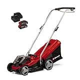 Einhell Akku-Rasenmäher GE-CM 36/33 Li (2×2,5Ah) Power X-Change (Li-ion, 36 V, bis 250 m², 5-stufige zentrale Schnitthöhenverstellung, inkl. 2x 2,5 Ah Akkus + 2x Ladegeräte)