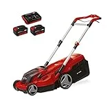 Einhell Akku-Rasenmäher RASARRO 36/38 (Li-ion, 36 V, 6-stufige zentrale Schnitthöhenverstellung, inkl. 2x 4,0 Ah Power X- Change Akkus + Twincharger, Mulchkeil)