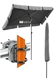 4smile Sonnenschirm Balkon – 3-in-1 Set Sonnenschutz Balkon – UV50+ Sonnenschirm rechteckig 200×125 cm in Anthrazit + Sonnenschirmhalter Balkongeländer + Sonnenschirm Schutzhülle