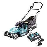 Makita Rasenmäher 36V DLM382CM2, 38 cm, 2 x 18 V (2 x 4,0 Ah) Blau