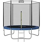 LARMNEE Trampolin Rundes Ø 183 cm, Gartentrampolin, Outdoor Trampolin, Kindertrampolin,mit Sicherheitsnetz, gepolsterten Stangen, Leiter und Sicherheitsabdeckung, sicher, UV-beständig EBL061TR02