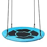 Yorbay Nestschaukel Tellerschaukel Kinder Rundschaukel Outdoor Ø 100 cm, Blau, kein verbleichen, bis 300 kg belastbar Mehrweg
