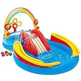 Intex Rainbow Ring Play Center – Kinder Aufstellpool – Planschbecken – 297 x 193 x 135 cm – Für 3+ Jahre, Mehrfarbig
