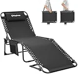 KingCamp Campingliege Sonnenliege Gartenliege klappbar 4-Stufig Verstellbarer Rückenlehne Liege Gartenstuhl Strandliege Camping Klappbett mit Kopfkissen für Garten Urlaub Outdoor Strand Pool