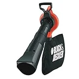 Black+Decker Elektro-Laubsauger / Laubbläser mit Häcksler GW3030, (50l Fangsack und Zweithandgriff – Variable Blasgeschwindigkeit bis 418km/h – 14 m³/Min Saugleistung – Rückenschonende Benutzung)