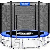 Monzana Trampolin Ø 366 cm TÜV SÜD GS Zertifiziert Komplettset inkl. Sicherheitsnetz, Leiter, Randabdeckung & Zubehör – Kindertrampolin Gartentrampolin