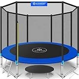 KESSER® – Trampolin Ø 305 cm | TÜV SÜD GS Zertifiziert | Komplettset mit Sicherheitsnetz, Leiter, Randabdeckung & Zubehör | Kindertrampolin Gartentrampolin Belastbarkeit 150 kg