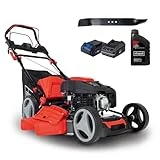 Scheppach Benzin Rasenmäher MS225-53E mit E-Start | Radantrieb | 7PS | 53 cm Schnittbreite | 7-fache Höhenverstellung | 65 Liter Fangkorb | Mulchfunktion | Reinigungsfunktion | inkl. Öl & Ersatzmesser
