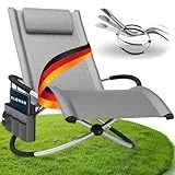 maxVitalis Relax-Schaukelliege klappbar: 2in1 Sitz- und Liegestuhl für Garten und Balkon, leichte Gartenliege, grau-kariert