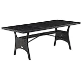 Casaria Poly Rattan Gartentisch Esstisch WPC Tischplatte Holzoptik Wetterfest 190x90x75 cm Garten Tisch Gartenmöbel