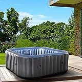 Whirlpool aufblasbar MSpa Tekapo für 6 Personen 185x185cm In-Outdoor Pool 132 Massagedüsen Timer Heizung Aufblasfunktion per Knopfdruck TÜV geprüft Bubble Spa Wellness Massage