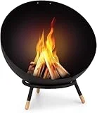 blumfeldt Fireball Feuerschale – Ø 66 cm kippbare Feuerschale für den Garten, Exemplar solider Stahl-Feuerschalen, horizontal und diagonal nutzbar, Berliner Design, inklusive Regenschutzhülle, schwarz