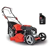 Scheppach MS225-53 Benzin Rasenmäher mit Antrieb – 7PS | 53 cm Schnittbreite | Reinigungsfunktion | 65 Liter Fangkorb | 7-stufige Höhenverstellung | Mulchfunktion | Seitenauswurf | inkl. Motoröl