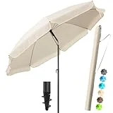 4smile Sonnenschirm Balkon + Sonnenschirm Schutzhülle – SET in Anthrazit – UV50+ Sonnenschirm 200 cm, Balkonschirm mit Knickfunktion, Gartenschirm, Sonnenschirm Strand