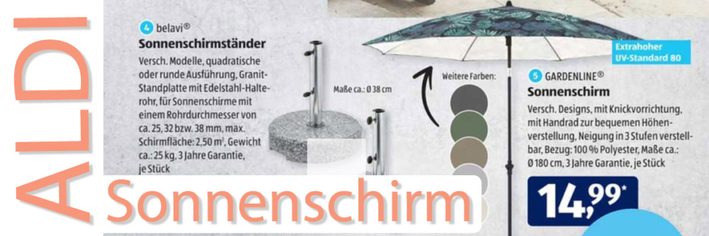 ALDI Nord & Süd Ampelschirm / Sonnenschirm Angebote im Juni 2022