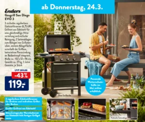ALDI Süd Gasgrill San Diego EVO 3 ab 24. März 2022 im ALDI Nord und Südaerz-2022