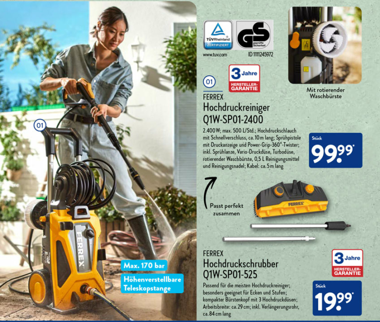 Hochdruckreiniger von FERREX bei ALDI Nord Start am 11. März 2024