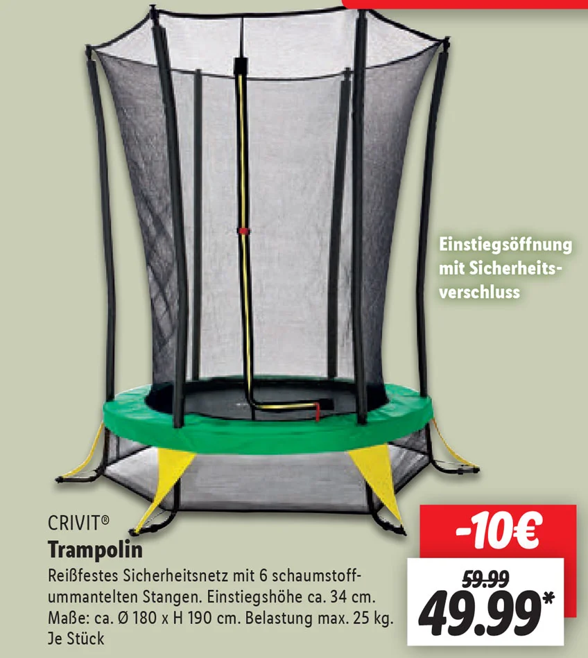 Lidl Kinder-Trampolin von CRIVIT® mit 180 cm Durchmesser ab 6.3.2023