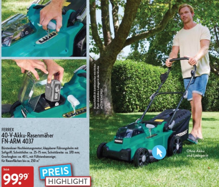ALDI ElektroRasenmäher GLM44 von FERREX ab 9. März 2023
