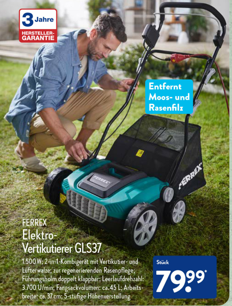ALDI Vertikutierer von FERREX ab 11. März Modell GLS37