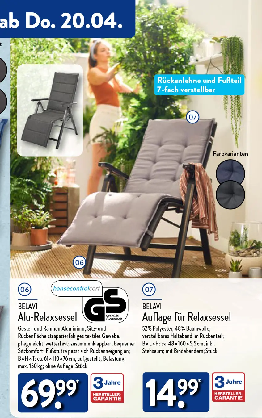 Alu-Relaxsessel von BELAVI ab 20. April 2023