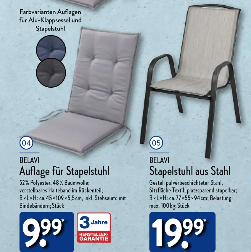 ALDI Nord Stapelstuhl aus Stahl auch ab 20.04.2023