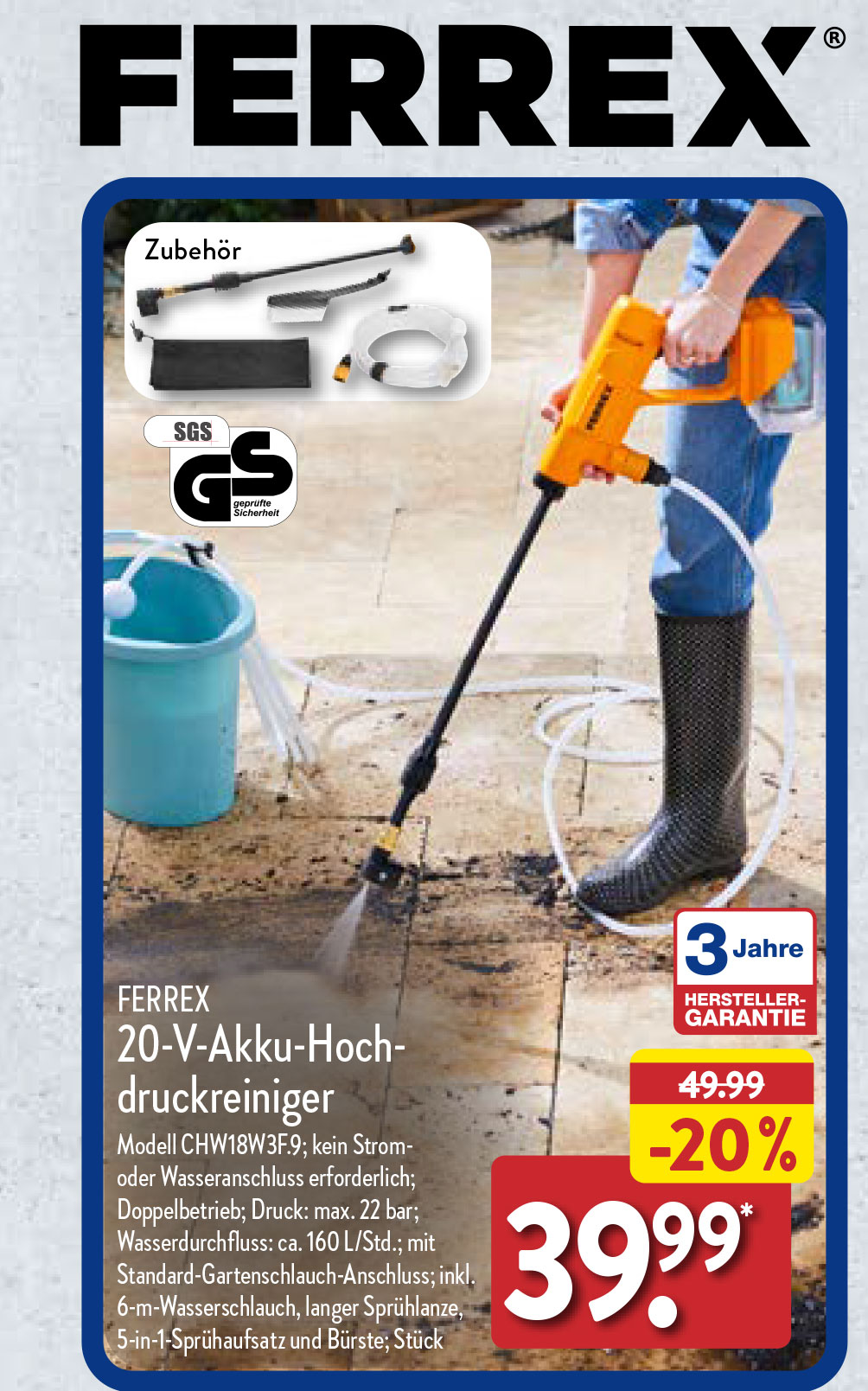 Hochdruckreiniger von FERREX bei ALDI Nord Start am 11. März 2024