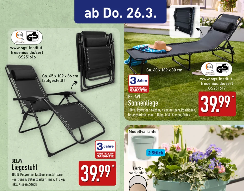 ALDI Gartenliege / Sonnenliege 2026