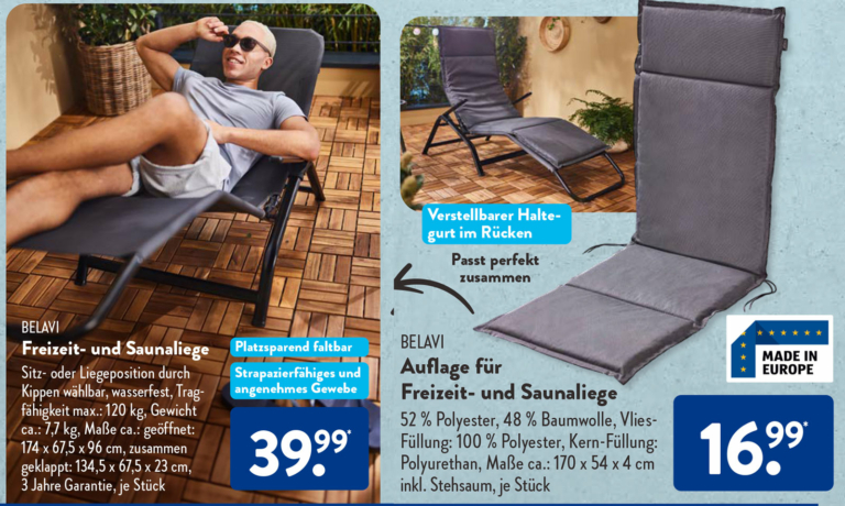 ALDI Nord & Süd Gartenliege / Freizeitliege Angebote 2025 🌞